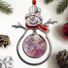 Hidden Heart Metal Snowman Ornament by kaleidomarblingart