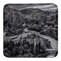 Florentino Ameghino Dam, Chubut, Argentina Square Glass Fridge Magnet (4 Pack) by dflcprintsclothing