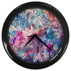 Blue Blend Wall Clock (black) by kaleidomarblingart