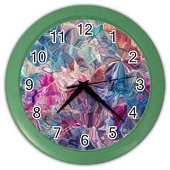 Blue Blend Color Wall Clock by kaleidomarblingart