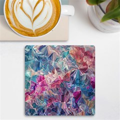 Blue Blend Uv Print Square Tile Coaster  by kaleidomarblingart