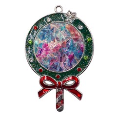 Blue Blend Metal X mas Lollipop With Crystal Ornament by kaleidomarblingart