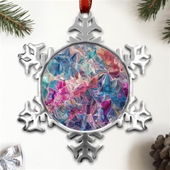 Blue Blend Metal Small Snowflake Ornament by kaleidomarblingart