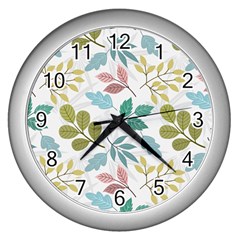 Leaf Pattern  Wall Clock (silver) by Safari