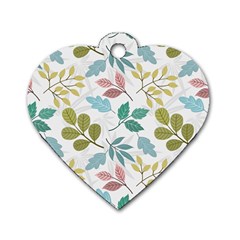 Leaf Pattern  Dog Tag Heart (two Sides) by Safari