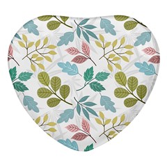 Leaf Pattern  Heart Glass Fridge Magnet (4 Pack) by Safari