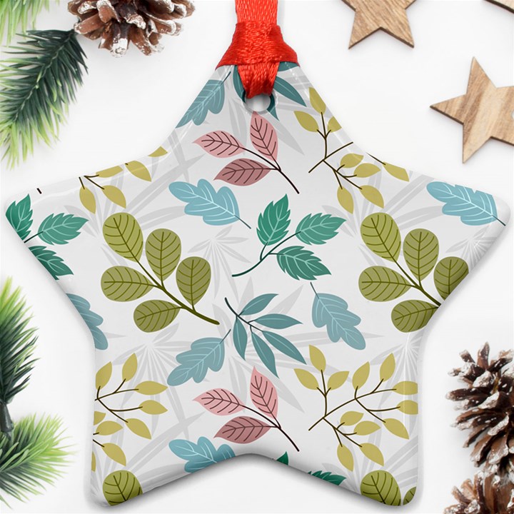 Leaf seamless pattern  Star Ornament (Two Sides)