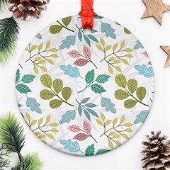 Leaf Seamless Pattern  Round Ornament (two Sides)