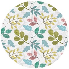 Leaf Seamless Pattern  Wooden Puzzle Round