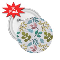 Leaf Seamless Pattern  2 25  Buttons (10 Pack)  by Safari