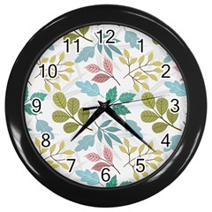 Leaf Seamless Pattern  Wall Clock (black)