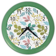 Leaf Seamless Pattern  Color Wall Clock