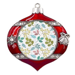 Leaf Seamless Pattern  Metal Snowflake And Bell Red Ornament