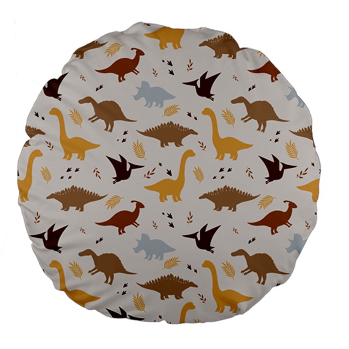 Seamless Dino Pattern Large 18  Premium Flano Round Cushions