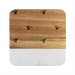 Seamless Dino Pattern Marble Wood Coaster (square) by Safari