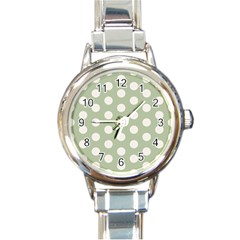 Polk Dots Seamless Pattern Round Italian Charm Watch