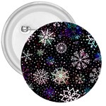 Shiny Winter Snowflake Abstract Christmas Cold Crystal December 3  Buttons Front