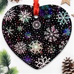 Shiny Winter Snowflake Abstract Christmas Cold Crystal December Ornament (Heart) Front