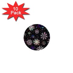 Shiny Winter Snowflake Abstract Christmas Cold Crystal December 1  Mini Buttons (10 Pack)  by Bedest