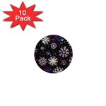 Shiny Winter Snowflake Abstract Christmas Cold Crystal December 1  Mini Magnet (10 pack)  Front