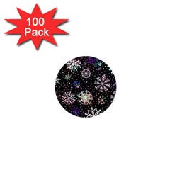 Shiny Winter Snowflake Abstract Christmas Cold Crystal December 1  Mini Magnets (100 Pack)  by Bedest