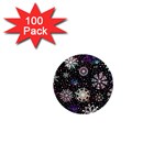 Shiny Winter Snowflake Abstract Christmas Cold Crystal December 1  Mini Magnets (100 pack)  Front