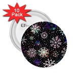 Shiny Winter Snowflake Abstract Christmas Cold Crystal December 2.25  Buttons (10 pack)  Front