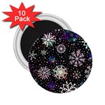 Shiny Winter Snowflake Abstract Christmas Cold Crystal December 2.25  Magnets (10 pack)  Front