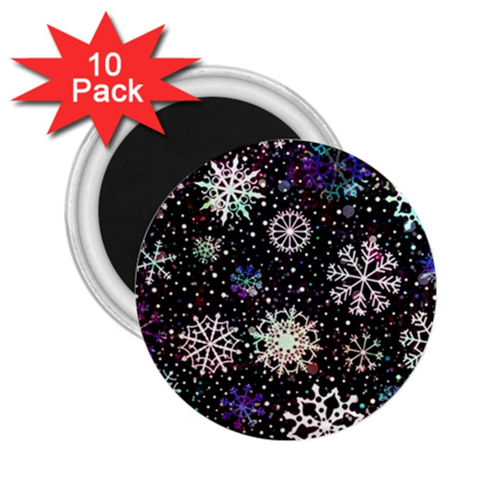 Shiny Winter Snowflake Abstract Christmas Cold Crystal December 2.25  Magnets (10 pack) 