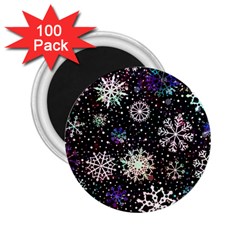 Shiny Winter Snowflake Abstract Christmas Cold Crystal December 2 25  Magnets (100 Pack)  by Bedest