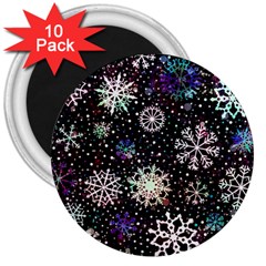 Shiny Winter Snowflake Abstract Christmas Cold Crystal December 3  Magnets (10 Pack)  by Bedest