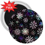 Shiny Winter Snowflake Abstract Christmas Cold Crystal December 3  Magnets (10 pack)  Front