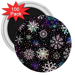 Shiny Winter Snowflake Abstract Christmas Cold Crystal December 3  Magnets (100 Pack) by Bedest