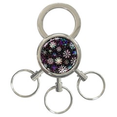 Shiny Winter Snowflake Abstract Christmas Cold Crystal December 3-ring Key Chain by Bedest