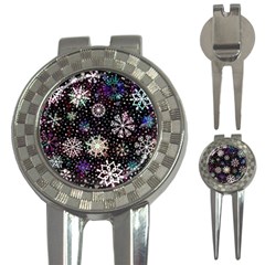 Shiny Winter Snowflake Abstract Christmas Cold Crystal December 3-in-1 Golf Divots by Bedest