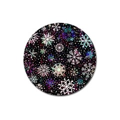 Shiny Winter Snowflake Abstract Christmas Cold Crystal December Magnet 3  (round) by Bedest