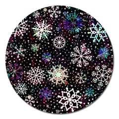 Shiny Winter Snowflake Abstract Christmas Cold Crystal December Magnet 5  (round) by Bedest