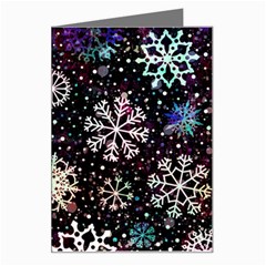 Shiny Winter Snowflake Abstract Christmas Cold Crystal December Greeting Card by Bedest