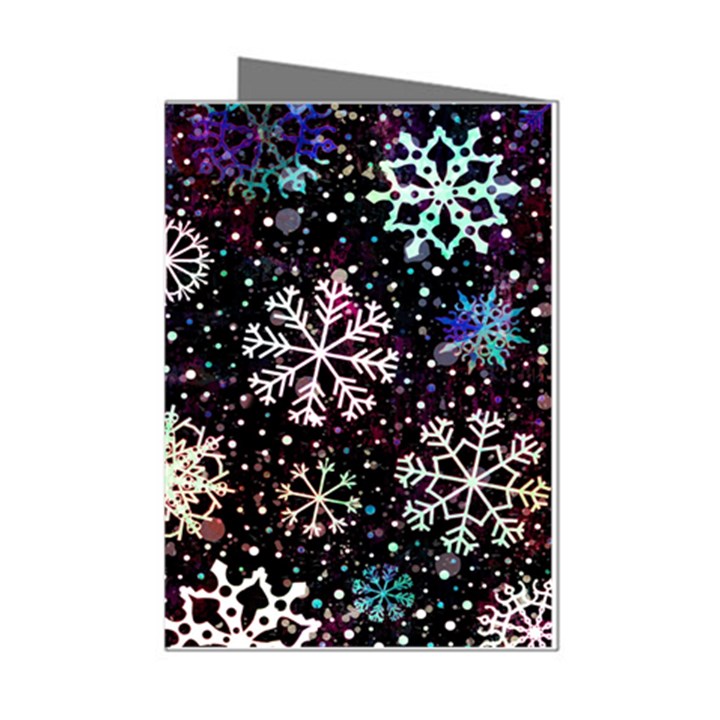 Shiny Winter Snowflake Abstract Christmas Cold Crystal December Mini Greeting Cards (Pkg of 8)