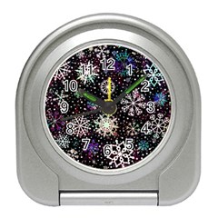 Shiny Winter Snowflake Abstract Christmas Cold Crystal December Travel Alarm Clock by Bedest