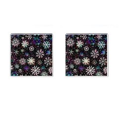 Shiny Winter Snowflake Abstract Christmas Cold Crystal December Cufflinks (square) by Bedest