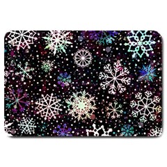 Shiny Winter Snowflake Abstract Christmas Cold Crystal December Large Doormat by Bedest