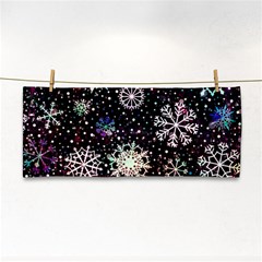 Shiny Winter Snowflake Abstract Christmas Cold Crystal December Hand Towel by Bedest