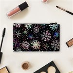 Shiny Winter Snowflake Abstract Christmas Cold Crystal December Cosmetic Bag (Small) Back