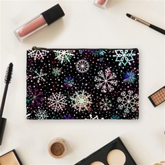 Shiny Winter Snowflake Abstract Christmas Cold Crystal December Cosmetic Bag (medium) by Bedest