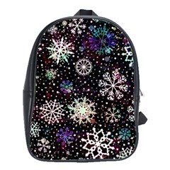 Shiny Winter Snowflake Abstract Christmas Cold Crystal December School Bag (large) by Bedest