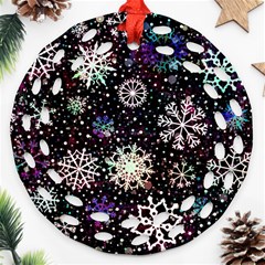 Shiny Winter Snowflake Abstract Christmas Cold Crystal December Ornament (round Filigree)