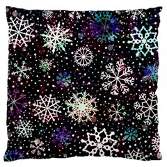 Shiny Winter Snowflake Abstract Christmas Cold Crystal December Large Cushion Case (two Sides) by Bedest