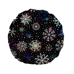 Shiny Winter Snowflake Abstract Christmas Cold Crystal December Standard 15  Premium Round Cushions by Bedest