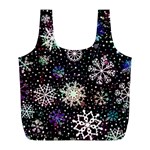 Shiny Winter Snowflake Abstract Christmas Cold Crystal December Full Print Recycle Bag (L) Front